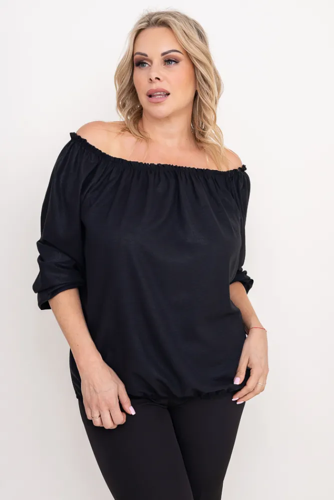 Damskie Włoski Czarna błyszcząca Bluzka PAOLA