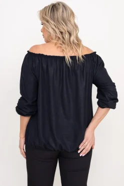 Damskie Włoski Czarna błyszcząca Bluzka PAOLA