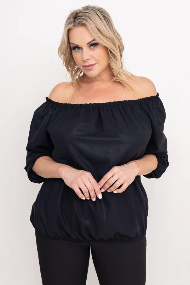 Damskie Włoski Czarna błyszcząca Bluzka PAOLA