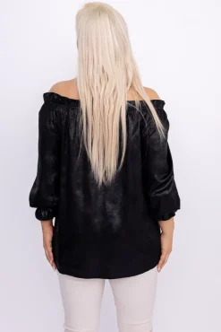 Damskie Włoski Czarna błyszcząca Bluzka ZOI