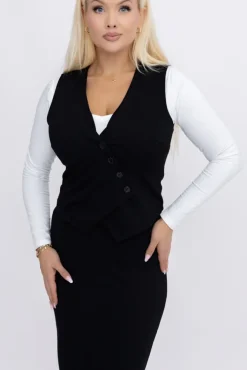 Włoski Czarna Kamizelka elegancka BELIZIA