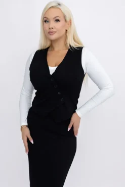 Włoski Czarna Kamizelka elegancka BELIZIA