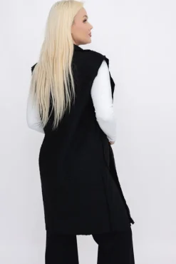 Włoski Czarna Kamizelka pluszowa MERGOTTO