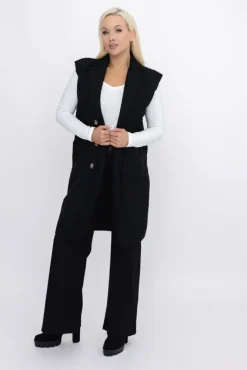 Włoski Czarna Kamizelka pluszowa MERGOTTO