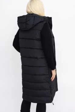 Damskie Włoski Czarna Kamizelka puchowa z kapturem BRIZI