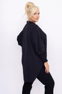 Damskie Włoski Czarna Koszula BELUNTI