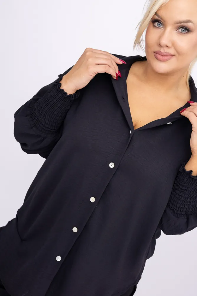 Damskie Włoski Czarna Koszula BELUNTI