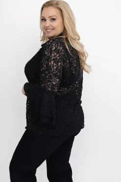Damskie Włoski Czarna Koszula koronkowa LEVANTE