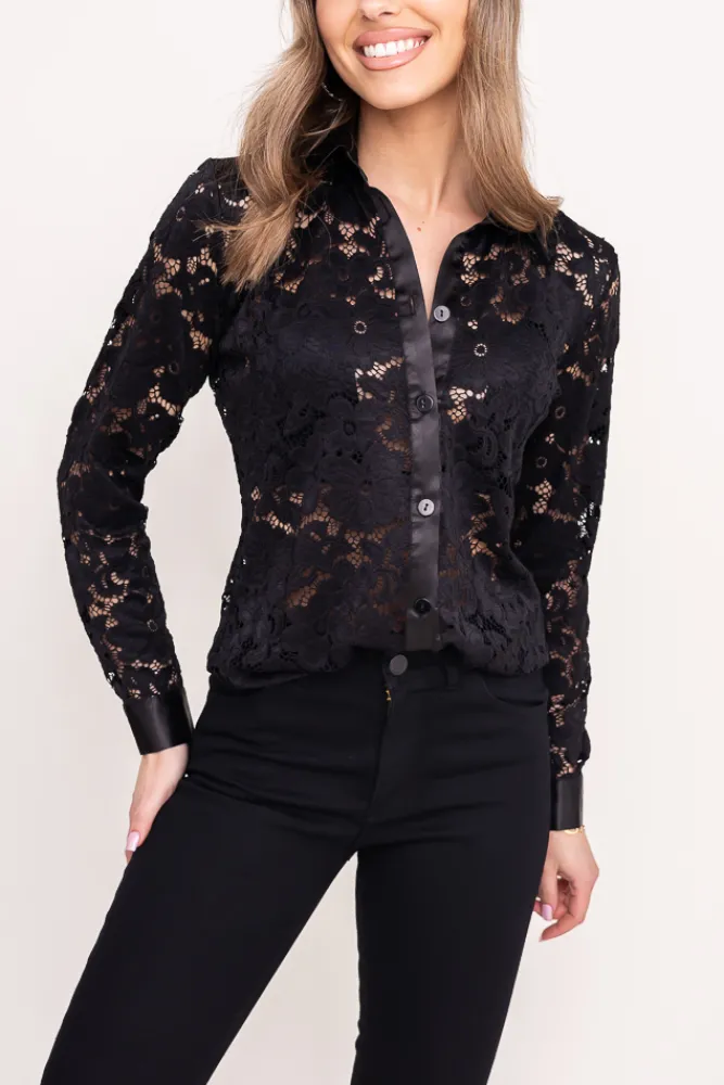 Damskie Polski Czarna Koszula koronkowa ARTEZIA