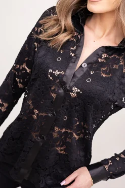 Damskie Polski Czarna Koszula koronkowa ARTEZIA