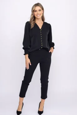 Damskie Włoski Czarna Koszula MUSKETI