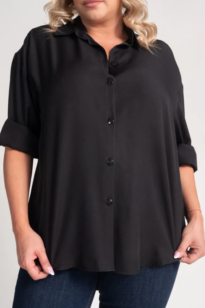 Damskie Polski Czarna Koszula oversize DEMENO