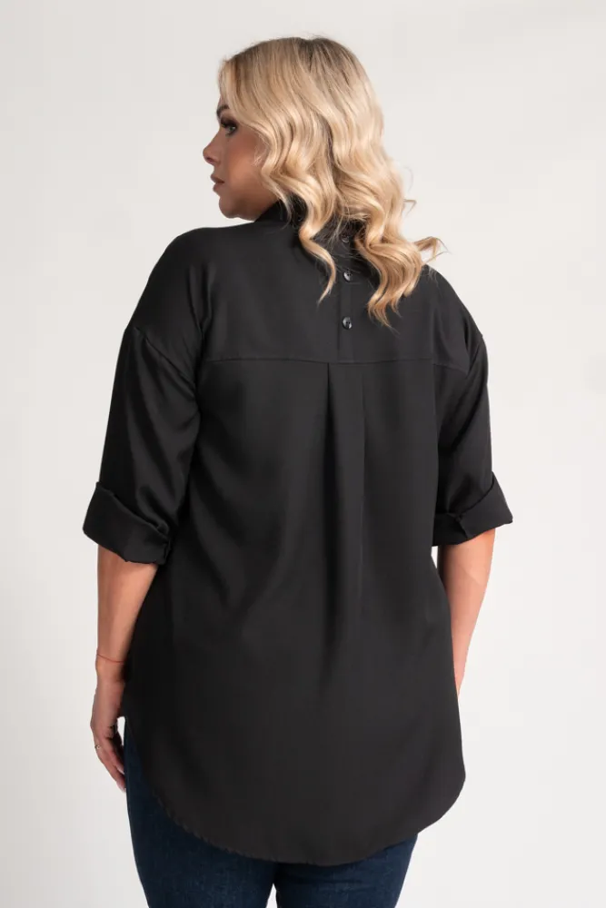 Damskie Polski Czarna Koszula oversize DEMENO