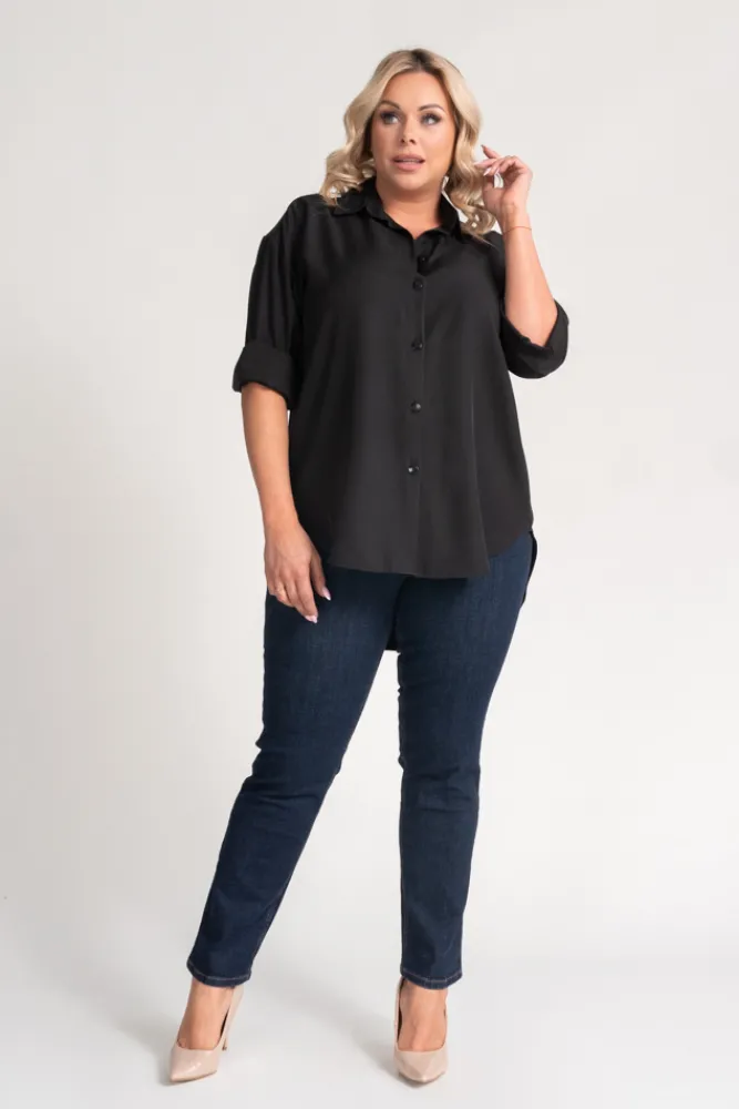 Damskie Polski Czarna Koszula oversize DEMENO