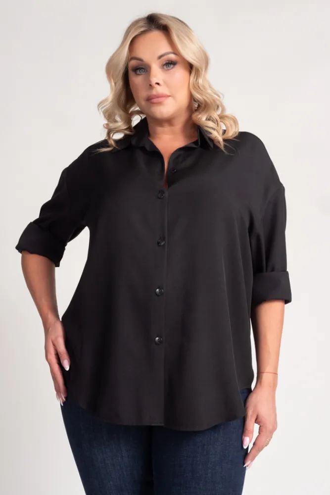 Damskie Polski Czarna Koszula oversize DEMENO