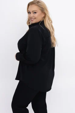 Damskie Włoski Czarna Koszula satynowa BELIA