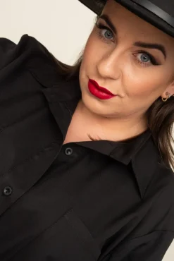 Damskie Włoski Czarna Koszula SIRIN