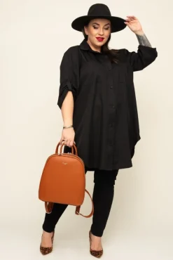 Damskie Włoski Czarna Koszula SIRIN