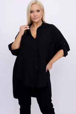 Damskie Włoski Czarna Koszula TERIEN
