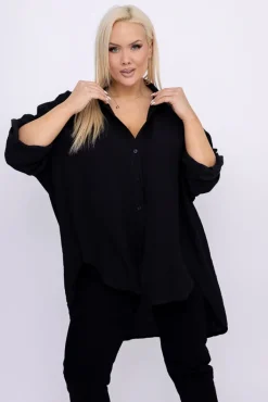 Damskie Włoski Czarna Koszula TERIEN