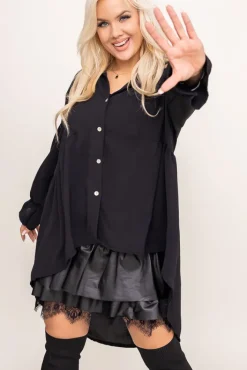 Damskie Włoski Czarna Koszula TOURI