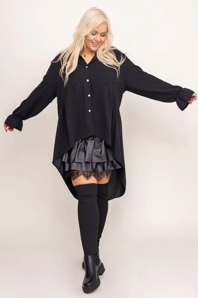 Damskie Włoski Czarna Koszula TOURI