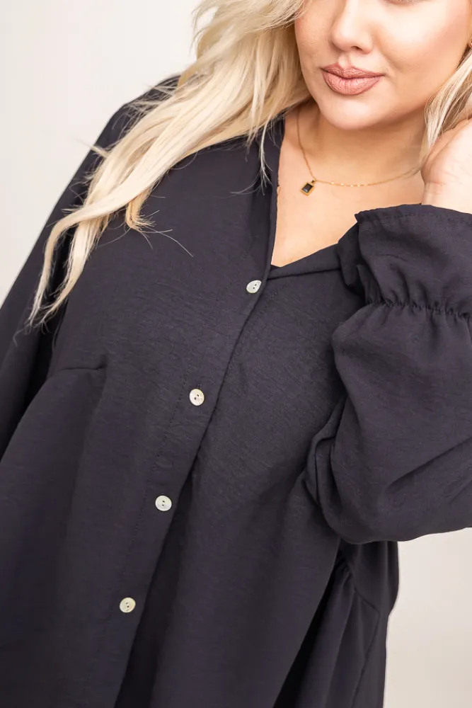 Damskie Włoski Czarna Koszula TOURI