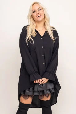 Damskie Włoski Czarna Koszula TOURI