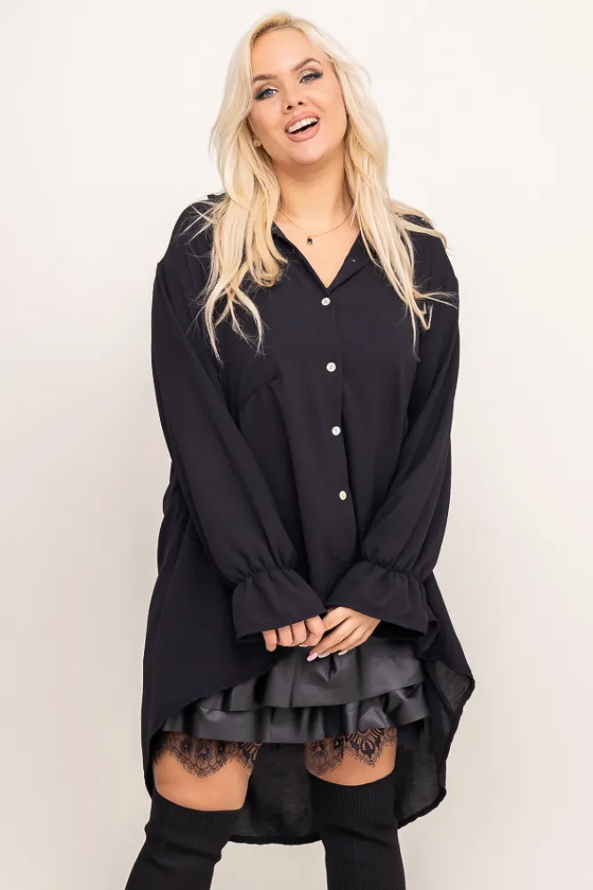 Damskie Włoski Czarna Koszula TOURI