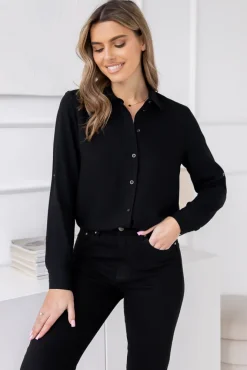 Damskie Polski Czarna Koszula TYENA