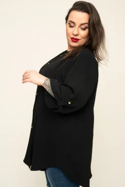 Damskie Polski Czarna Koszula ze stójką LERIA