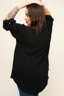 Damskie Polski Czarna Koszula ze stójką LERIA