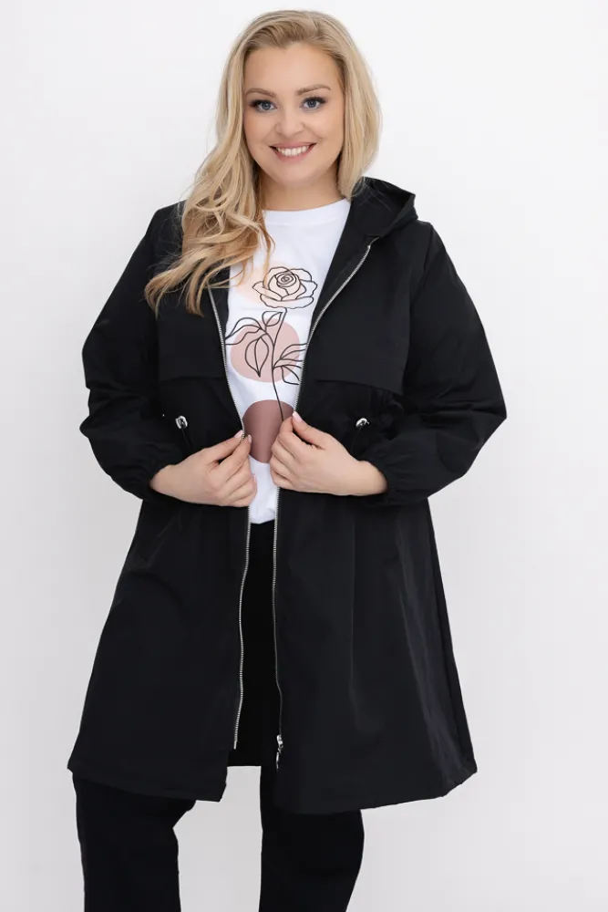 Damskie Włoski Czarna Kurtka parka KORMI