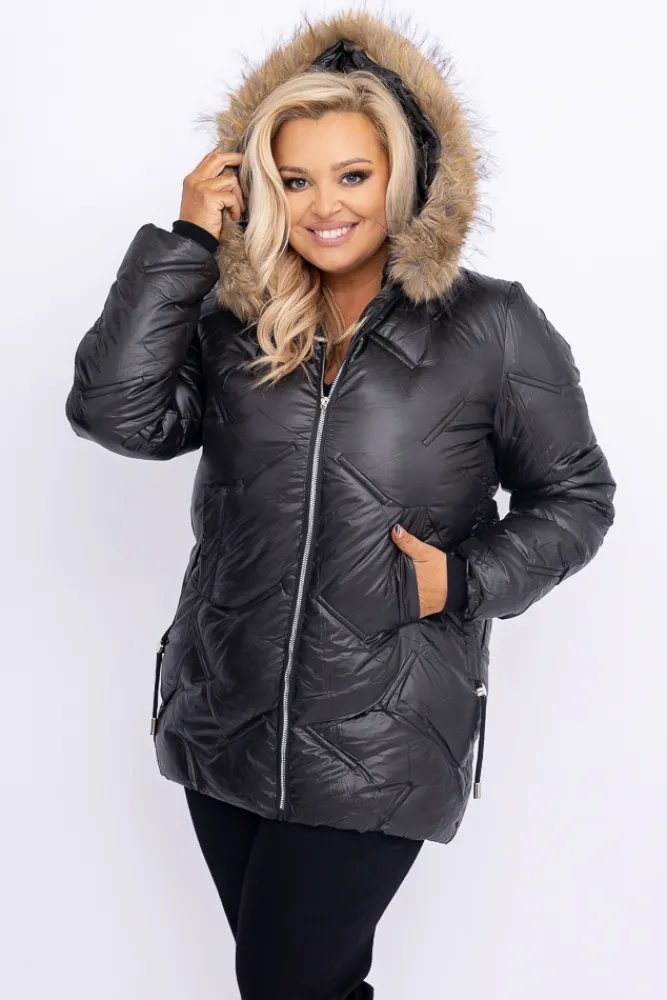 Damskie Czarna Kurtka pikowana ocieplana LEMINEA