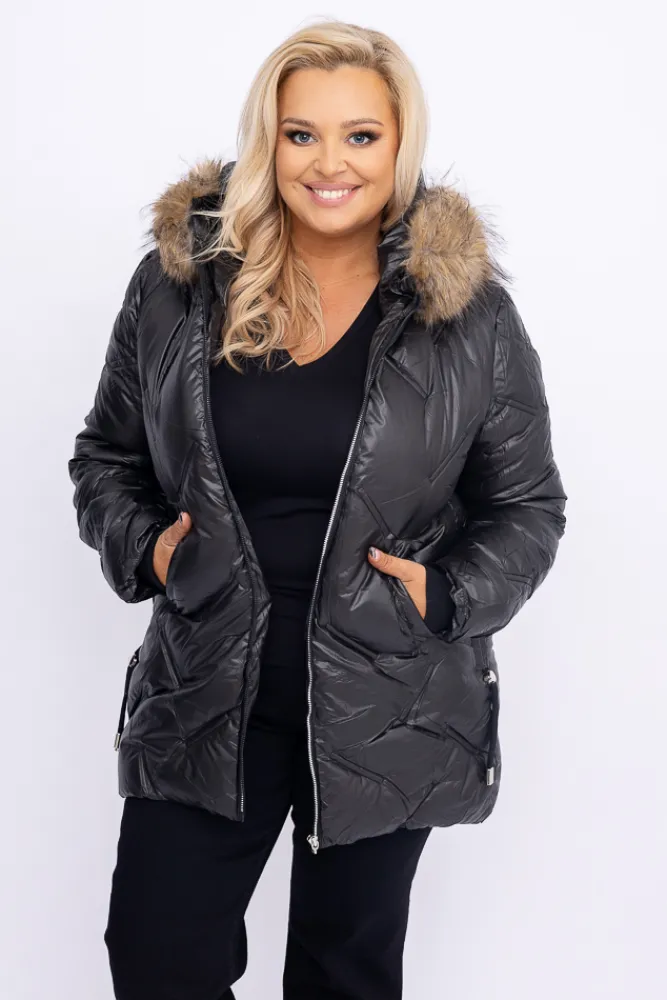 Damskie Czarna Kurtka pikowana ocieplana LEMINEA