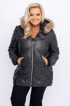 Damskie Czarna Kurtka pikowana ocieplana LEMINEA