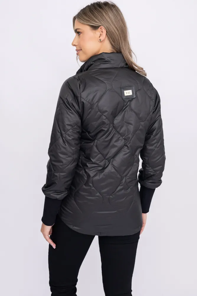 Damskie Polski Czarna Kurtka pikowana ocieplana ROBENO