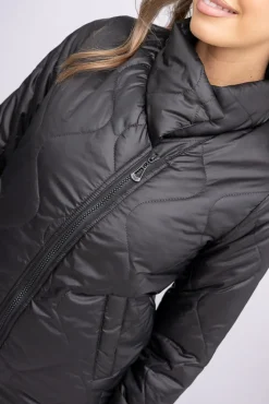 Damskie Polski Czarna Kurtka pikowana ocieplana ROBENO