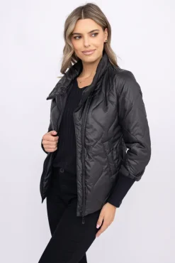 Damskie Polski Czarna Kurtka pikowana ocieplana ROBENO