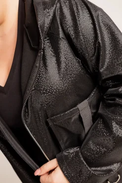 Damskie Polski Czarna Kurtka przeciwdeszczowa LIXURO Wzór 3