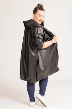 Damskie Polski Czarna Kurtka przeciwdeszczowa LIXURO Wzór 1