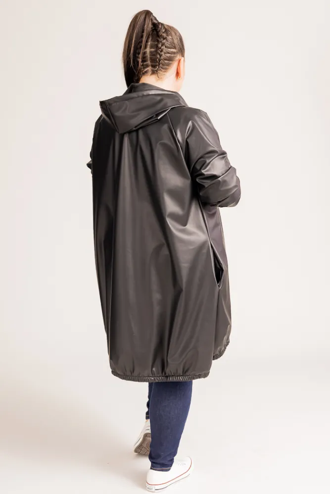 Damskie Polski Czarna Kurtka przeciwdeszczowa LIXURO Wzór 1