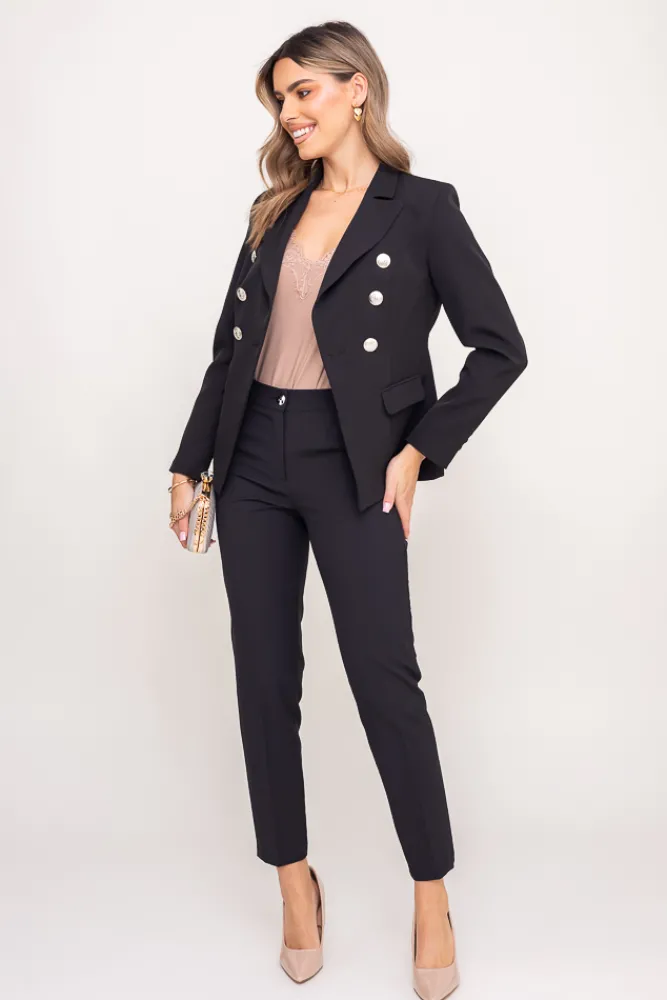 Damskie Polski Czarna Marynarka dwurzędowa TEMIDA