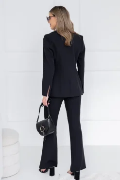 Damskie Polski Czarna Marynarka jednorzędowa VELYNORE