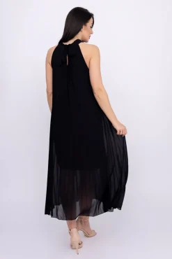 Włoski Czarna plisowana Sukienka szyfonowa LUZIO