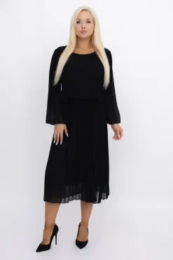 Włoski Czarna plisowana Sukienka szyfonowa REVERTI