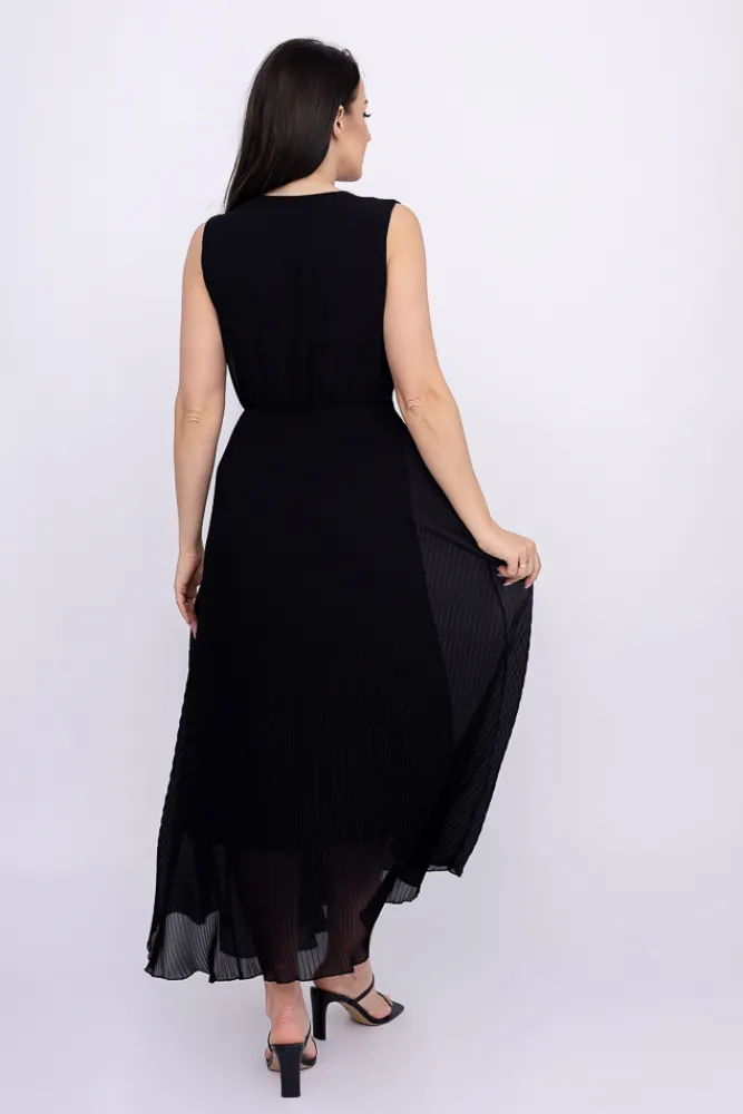 Włoski Czarna plisowana Sukienka szyfonowa GUSTEN