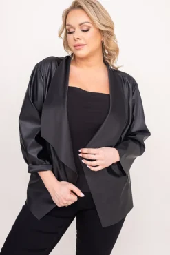 Damskie Polski Czarna skórzana narzutka CROFT