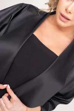 Damskie Polski Czarna skórzana narzutka CROFT