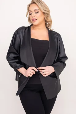 Damskie Polski Czarna skórzana narzutka CROFT